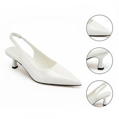 Tuhoomall Comfortable Kitten Heel Slip-On Shoes, Metallic Finish, Fashionable for Work and Travel, Made with Genuine Leather, Perfect for Spring and Summer