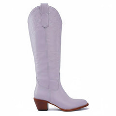 Tuhoomall Western Knee-High Boots, Embroidered Design, Comfortable Rubber Sole, Perfect for Fashion and Travel