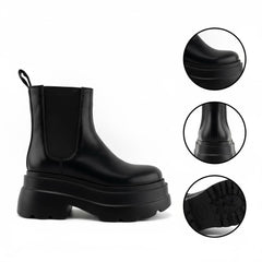 Tuhoomall Fashion Casual Waterproof Ankle Boots with Thick Sole, Round Toe, Easy Slip-On Design for Daily Office Wear Tuhoomall