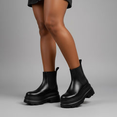 Tuhoomall Fashion Casual Waterproof Ankle Boots with Thick Sole, Round Toe, Easy Slip-On Design for Daily Office Wear