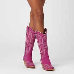 Tuhoomall Stylish Western Mid-Calf Boots for Women - Embroidered Vegan Leather, 2.76in Low Chunky Heel, Perfect for Year-Round Casual Wear