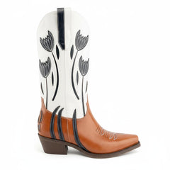 Tuhoomall Western Cowboy Boots for Women, Comfortable Floral Embroidered Mid-Calf Booties for Parties, Casual Wear and Events