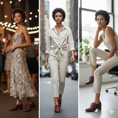 Tuhoomall Comfortable Vintage Style High Heel Dress Shoes for Office and Leisure Wear with Lace-Up Closure and Classic Round Toe Design