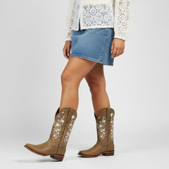 Tuhoomall Comfortable Western Boots for Women with Embroidery, Rubber Sole, Chunky 5cm Heel - Fashionable Casual Footwear for All Seasons