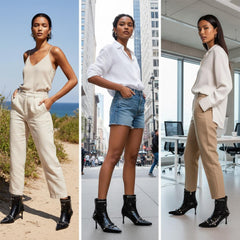 Tuhoomall Stylish Women's Ankle Boots with Zipper, Fringe and Studs for Parties and Casual Outings, Comfortable 3.55 Inch High Heels