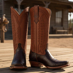 Tuhoomall Comfortable Western Boots for Women - Retro Embroidered Design, Snip Toe, Chunky Heel - Perfect for Parties, Performances, and Casual Outings Tuhoomall