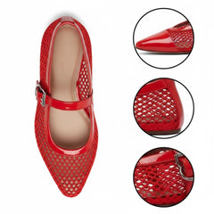 Tuhoomall Ballet Flats For Women, Adjustable Buckle, Elegant Pointed Toe, Comfortable Rubber Sole, Perfect For Parties And Performances