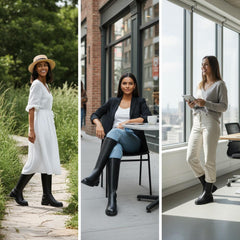 Tuhoomall Fashion Comfort Knee High Boots for Women - Low Heel Zipper Closure, Stylish for Office and Travel, Timeless Solid Color Design