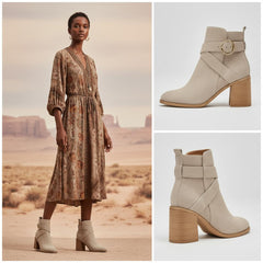 Tuhoomall Fashion Ankle Boots for Women, Comfort Short Booties with Chunky Heels, Casual Office Wear, Adjustable Metal Buckle, Rubber Sole, All-Season Style