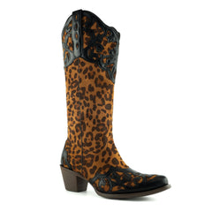 Tuhoomall Western Cowboy Women's Boots, Stylish Animal Print, Chunky Heel, Comfortable Faux Suede, Versatile for Casual or Party Wear Tuhoomall