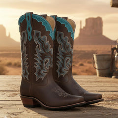 Tuhoomall Western Ankle Boots for Women, Casual Street Style with Embroidery, Ideal for Parties and Outdoor Travel, Comfortable Chunky Mid Heel Tuhoomall