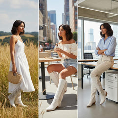 Tuhoomall Western Knee High Boots with Fringe, Round Toe, Chunky Heels for Stylish Casual Fashion, All Season Comfort