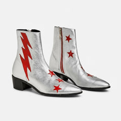 Tuhoomall Pointed-Toe Chunky Heel Ankle Booties with Zipper Closure - Fashionable Floral Applique Design for Parties and Everyday Wear