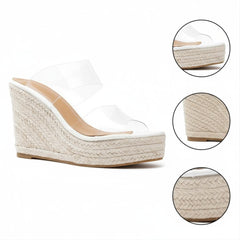Tuhoomall Womens Wedge Sandals Summer Casual Slip-On Non-Slip Espadrille Style 12cm Platform