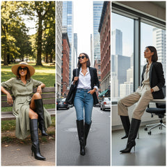 Tuhoomall Knee-High Stiletto Boots for Parties - Classic Style, Pure Color, Comfortable Fit, 10cm Heel, Perfect for Fashionable Evening Wear