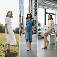 Tuhoomall Western Embroidered Pointed Toe Chunky Heel Slip-On Mid Calf Boots for Women, Retro Casual Style, Perfect for Weddings and Everyday Wear