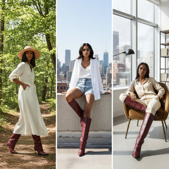 Tuhoomall Knee-High Stiletto Boots for Parties - Classic Style, Pure Color, Comfortable Fit, 10cm Heel, Perfect for Fashionable Evening Wear