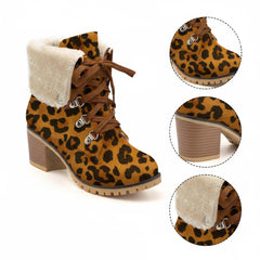 Tuhoomall Fashion Casual Ankle Boots for Women, Classic Street Style, Round Toe, Mid Heel, Lace-Up, Solid Color, Perfect for Winter Wear