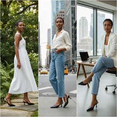 Tuhoomall High Heel Sandals for Women - Fashion Casual Pointed Toe With Mid Heel - Everyday Office Wear - Comfortable Rubber Sole