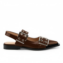 Tuhoomall Comfortable Low Heel Platform Shoes with Adjustable Metal Buckle for Casual and Office Use, Ideal for All-Season Wear