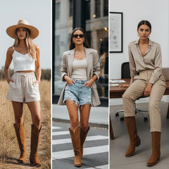 Tuhoomall Faux Suede Knee High Western Boots with Embroidered Eagles for Fashion, Travel, and Parties, 2.36 in Chunky Heel