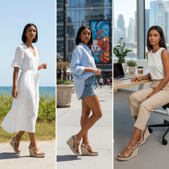 Tuhoomall Comfortable Bohemian Style Slip-On Wedge Sandals with 11 CM Heel for Travel - Waterproof, Solid Color, Open Toe Design