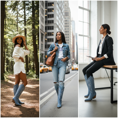 Tuhoomall Western Knee-High Boots For Women With Embroidery And Zipper, Chunky Heel For Travel, Outdoor, Fashion Casual, Party And Dance