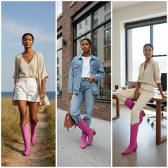 Tuhoomall Western Knee-High Boots For Women With Embroidery And Zipper, Chunky Heel For Travel, Outdoor, Fashion Casual, Party And Dance