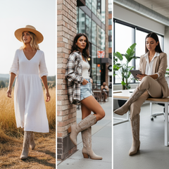 Tuhoomall Western Knee-High Boots For Women With Embroidery And Zipper, Chunky Heel For Travel, Outdoor, Fashion Casual, Party And Dance