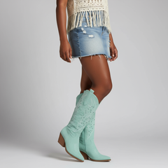 Tuhoomall Western Knee-High Boots For Women With Embroidery And Zipper, Chunky Heel For Travel, Outdoor, Fashion Casual, Party And Dance