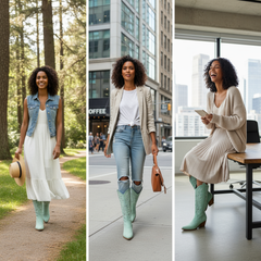 Tuhoomall Western Knee-High Boots For Women With Embroidery And Zipper, Chunky Heel For Travel, Outdoor, Fashion Casual, Party And Dance