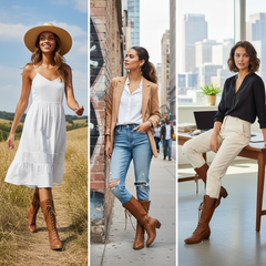 Tuhoomall Western Cowgirl Mid Calf Boots, Retro Chunky Heel, Round Toe, Zipper Closure, Stylish Casual Travel Footwear