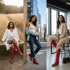 Tuhoomall Womens Cowgirl Boots Fashion Over the Knee Boots With Classic Embroidery