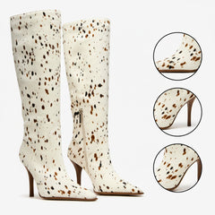 Tuhoomall Fashion Knee-High Boots for Women, Stylish Casual Wear with Chunky Heels and Zipper Detail, Versatile for Work and Everyday Use