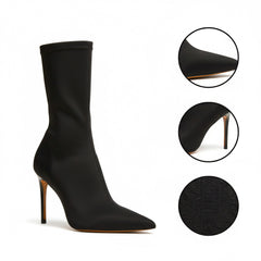 Tuhoomall Fashion Women's Ankle Boots, Stylish Pointed Toe Design, Chic High Stiletto Heels, All-Season Comfort, Easy Slip-On Closure