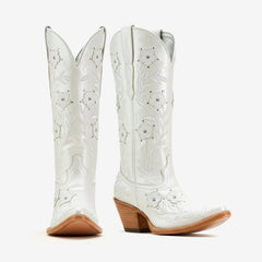 Tuhoomall Western Cowboy Knee High Boots with Floral Embroidery - Comfortable Chunky Heel for Casual, Work, Travel and Party Wear