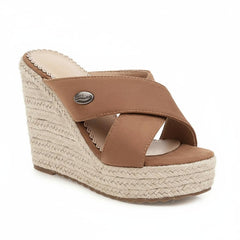 Tuhoomall Waterproof Wedge Sandals for Women, Ethnic Style, Slip-On, Casual Fashion, Rubber Sole, Suede-Like Upper, Perfect for Stylish Outings