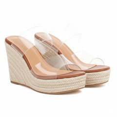 Tuhoomall Womens Wedge Sandals Summer Casual Slip-On Non-Slip Espadrille Style 12cm Platform