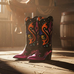 Tuhoomall Western Cowboy Ankle Boots for Women, Stylish Short Booties with Rhinestones for Parties and Runway Performances