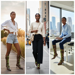 Tuhoomall Knee High Comfort Boots With Adjustable Buckles And Stylish Zippers For Dancing And Party Events