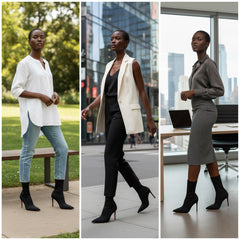 Tuhoomall Fashion Women's Ankle Boots, Stylish Pointed Toe Design, Chic High Stiletto Heels, All-Season Comfort, Easy Slip-On Closure