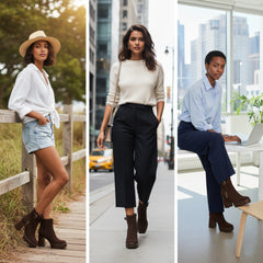 Tuhoomall Waterproof Chunky Heeled Ankle Boots for Outdoor, Work, and Casual Fashion - Adjustable Buckle, Zipper Closure, Quilted Suede