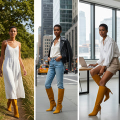 Tuhoomall Fashion Knee-High Boots for Women, Stylish Casual Wear with Chunky Heels and Zipper Detail, Versatile for Work and Everyday Use