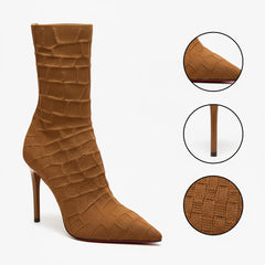 Tuhoomall Fashion Women's Ankle Boots, Stylish Pointed Toe Design, Chic High Stiletto Heels, All-Season Comfort, Easy Slip-On Closure