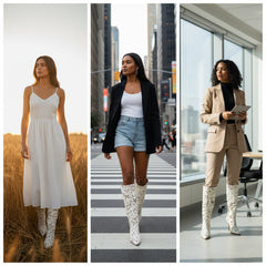 Tuhoomall Fashion Knee-High Boots for Women, Stylish Casual Wear with Chunky Heels and Zipper Detail, Versatile for Work and Everyday Use