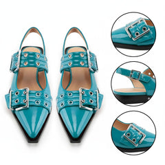 Tuhoomall Comfortable Low Heel Platform Shoes with Adjustable Metal Buckle for Casual and Office Use, Ideal for All-Season Wear