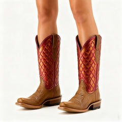 Tuhoomall Western Cowboy Boots for Women, Comfort Mid-Calf Boot with Embroidered Design, Chic and Casual Style for All Seasons