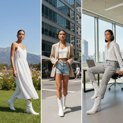 Tuhoomall Comfortable Western Ankle Boots for Fashion, Travel, and Leisure - Embroidered Genuine Leather, 5.5cm Chunky Heel, Slip-On Design