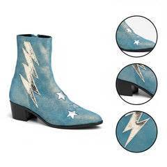 Tuhoomall Pointed-Toe Chunky Heel Ankle Booties with Zipper Closure - Fashionable Floral Applique Design for Parties and Everyday Wear