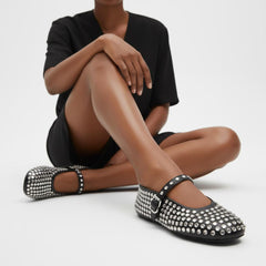 Tuhoomall Comfortable Flat Shoes with Studded Design for Party, Performance, and Casual Wear – Adjustable Straps, Rubber Sole, Round Toe